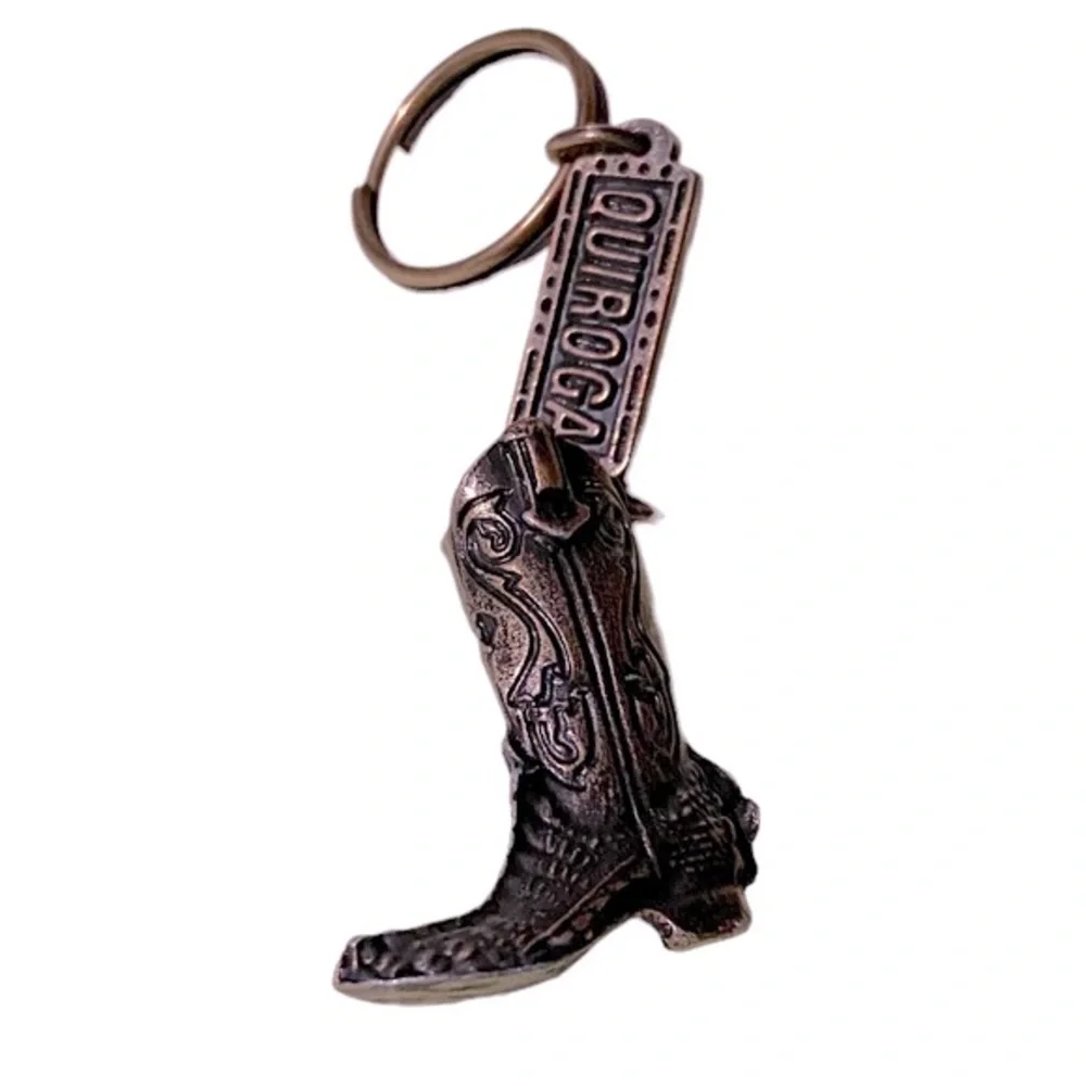 Western Boot Keychain Cowboy Metal Handcrafted Heavy Duty Brown 4.5” Key Holder